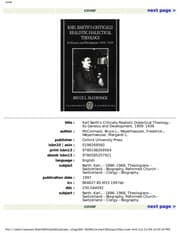 Tapa de Karl Barth's critically realistic dialectical theology