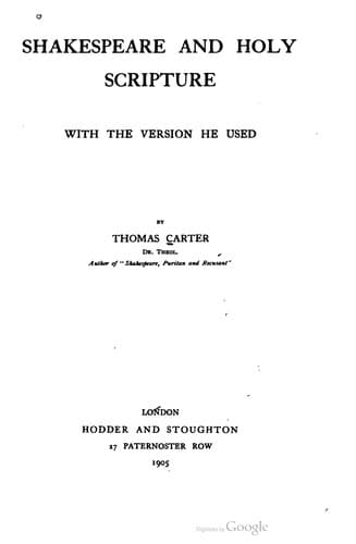 Tapa de Shakespeare and Holy Scripture