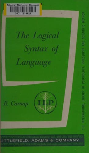Tapa de The logical syntax of language