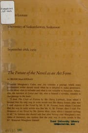 Tapa de The future of the novel as an art form