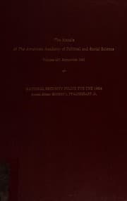 Tapa de National security policy for the 1980s (The Annals of the American Academy of Political and Social Science)