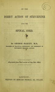 Tapa de On the direct action of strychnine upon the spinal cord