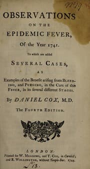 Tapa de Observations on the epidemic fever, of the year 1741