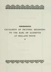 Tapa de Catalogue of pictures belonging to the Earl of Ilchester at Holland House