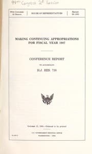 Tapa de Making continuing appropriations for fiscal year 1987