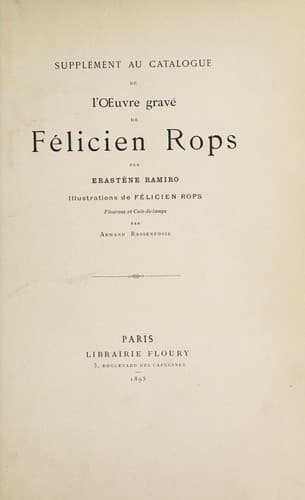 Tapa de Supplément au catalogue de l'œuvre gravé de Félicien Rops