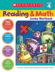 Tapa de Scholastic Reading & Math Jumbo Workbook Grade 4