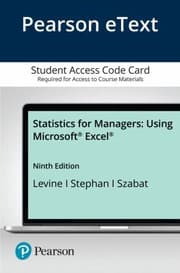Tapa de Pearson EText Statistics for Managers Using Microsoft Excel -- Access Card