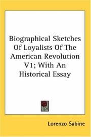 Tapa de Biographical Sketches Of Loyalists Of The American Revolution V1; With An Historical Essay