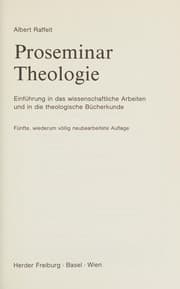 Tapa de Proseminar theologie