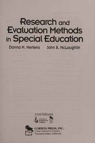 Tapa de Research and evaluation methods in special education
