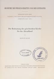 Tapa de Die Bedeutung der griechischen Kirche für das Abendland
