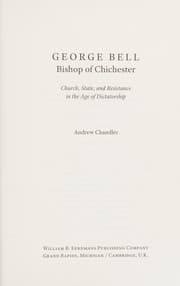 Tapa de George Bell, Bishop of Chichester