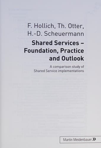 Tapa de Shared Services - Foundation, Practice and Outlook