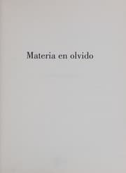 Tapa de Materia en olvido