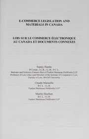 Tapa de E-commerce legislation and materials in Canada =
