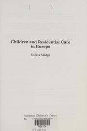 Tapa de Children and residential care in Europe