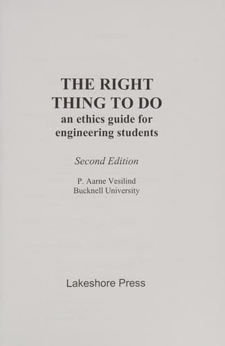 Tapa de The Right Thing to Do,an Ethics Guide for Engineering Students
