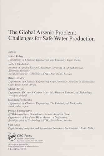 Tapa de The global arsenic problem
