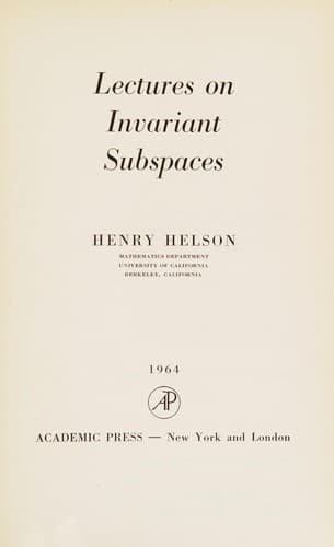 Tapa de Lectures on invariant subspaces