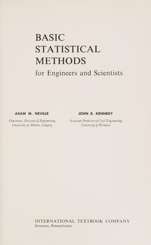 Tapa de Basic statistical methods for engineers and scientists