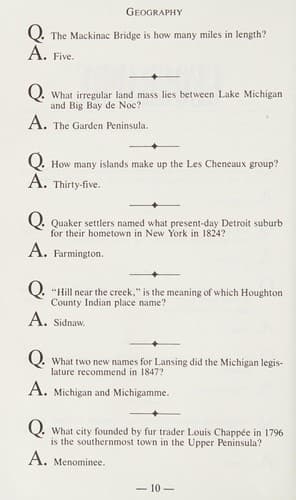 Tapa de Michigan trivia