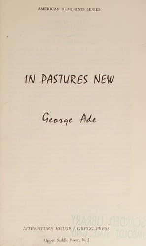Tapa de In pastures new.