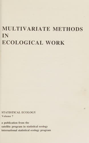 Tapa de Multivariate methods in ecological work