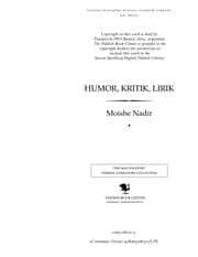 Tapa de Humor, ḳriṭiḳ, liriḳ