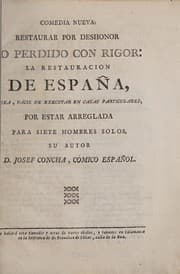 Tapa de Restaurar por deshonor lo perdido con rigor, la restauración de España