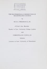 Tapa de The matrimonial jurisdiction of magistrates' courts
