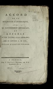 Tapa de Accord de la religion catholique, avec le gouvernement re publicain