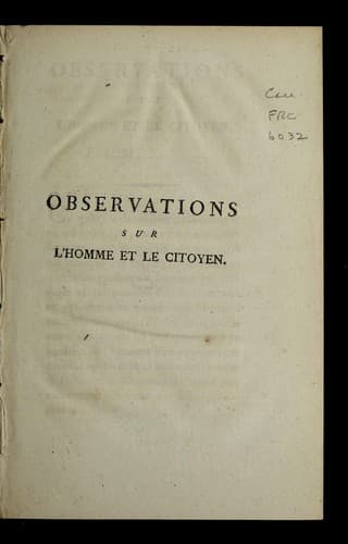 Tapa de Observations sur l'homme et le citoyen