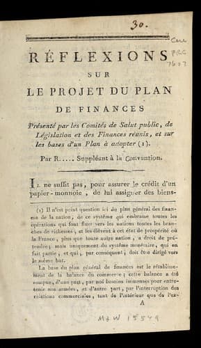 Tapa de Re flexions sur le projet du plan de finances
