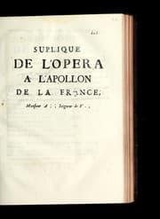 Tapa de Suplique de l'opera a l'Apollon de la France