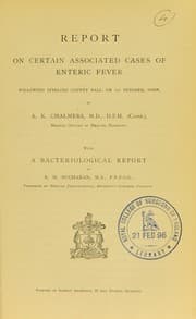 Tapa de Report on certain associated cases of enteric fever following Stirling County Ball, on 1st October, 1895
