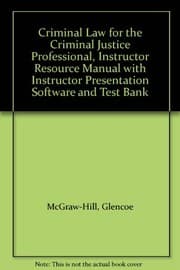 Tapa de Criminal Law for the Criminal Justice Professional, Instructor Resource Manual with Instructor Presentation Software and Test Bank