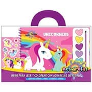 Tapa de Unicornios. Libros para leer y colorear con acuarelas.