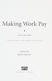 Tapa de Making work pay