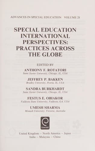 Tapa de Special Education International Perspectives