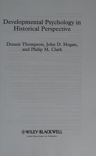 Tapa de Developmental psychology in historical perspective