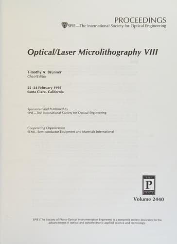 Tapa de Optical Laser Microlithography VIII