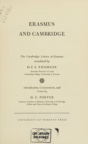 Tapa de Erasmus and Cambridge