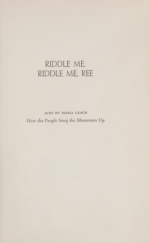 Tapa de Riddle Me, Riddle Me Ree
