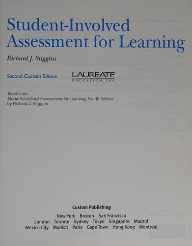 Tapa de Student-involved Assessment for Learning