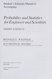 Tapa de Student's solutions supplement to accompany Probability and statistics for engineers and scientists