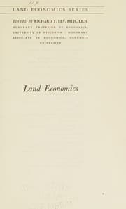 Tapa de Land economics, (Land economics series, ed. by R. T. Ely)