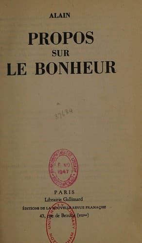 Tapa de Propos sur le bonheur