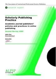 Tapa de Scholarly Publishing Practice, Second Survey