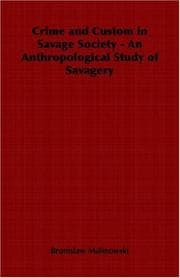 Tapa de Crime and Custom in Savage Society - An Anthropological Study of Savagery